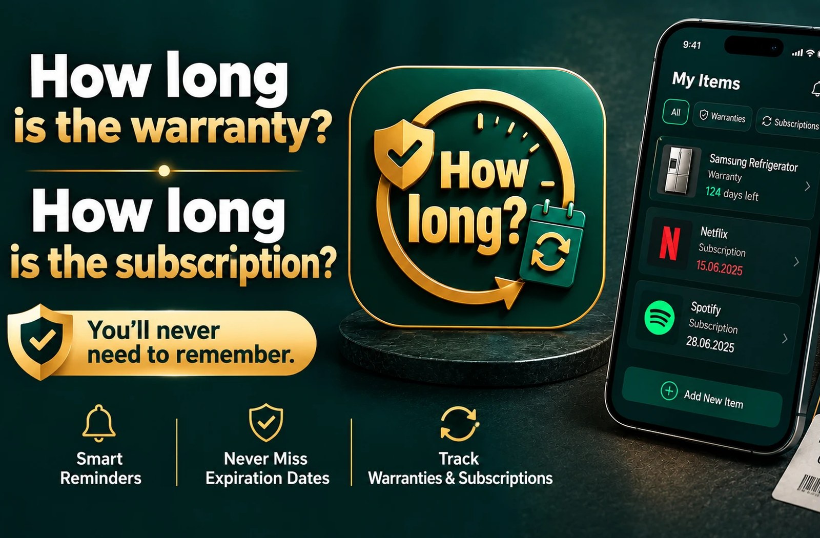Ad Matai (How Long ?): Photograph a receipt and the app computes the warranty end-date under Israeli consumer law, with reminders before renewals.