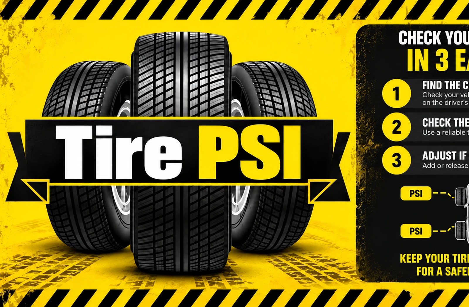 Tire PSI: The right tire pressure in seconds: pick make, year and model from a real list, or photograph the sticker in the door and AI reads it.