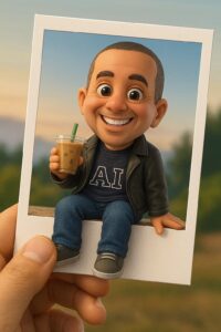 stylized 3D character פרומפט קליל ליום חם