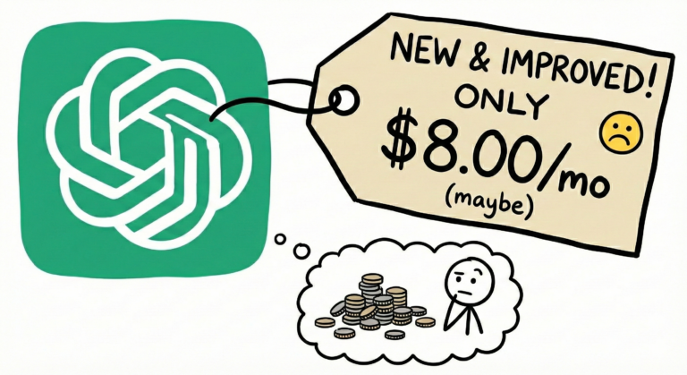 לוגו ChatGPT Go עם מחיר של 8 דולר לחודש