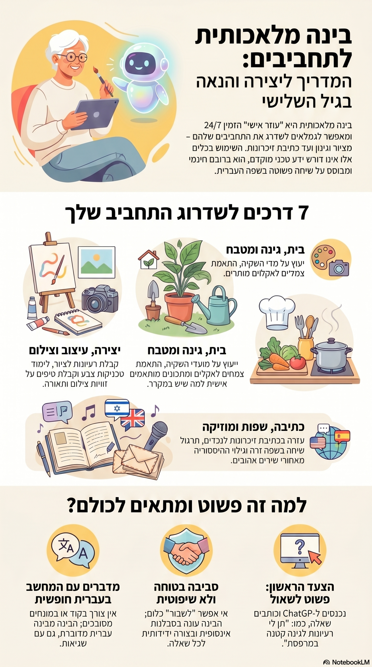 אינפוגרפיקה: בינה מלאכותית לתחביבים: 7 דרכים שיהפכו כל תחביב לחוויה עשירה יותר
