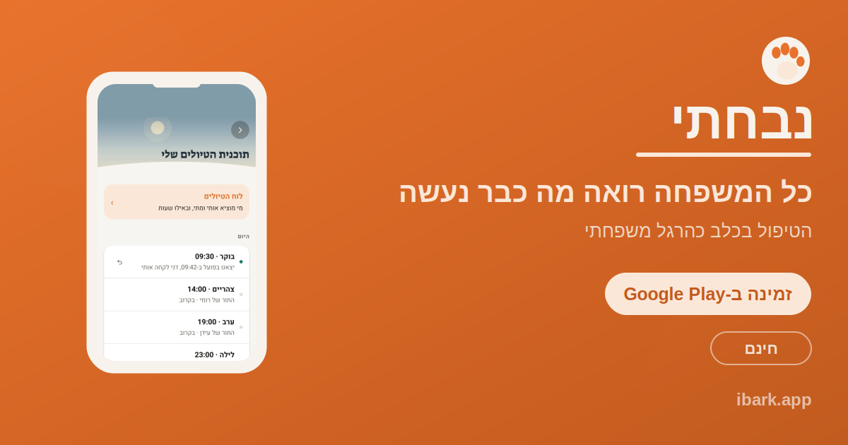 נבחתי, אפליקציה לניהול טיפול בכלב עבור כל המשפחה