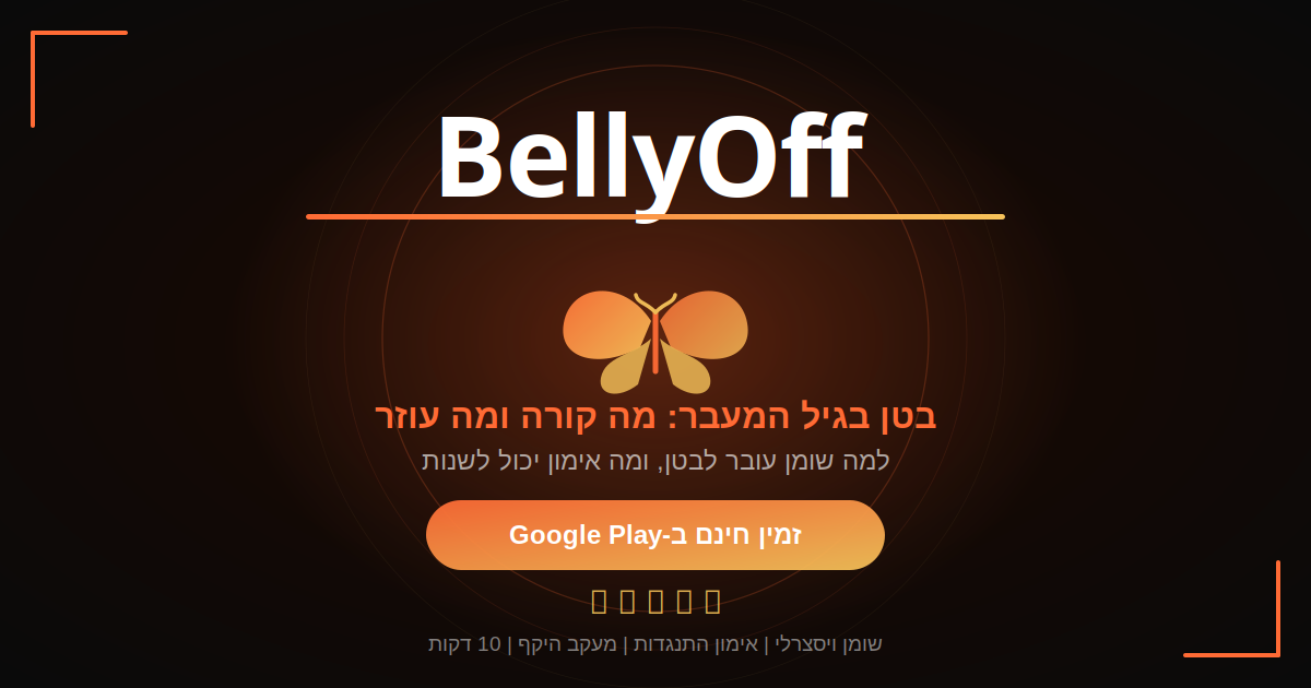 בטן בגיל המעבר עם BellyOff - אימון התנגדות וליבה ביתי, 10 דקות ביום, מעקב היקף מותניים